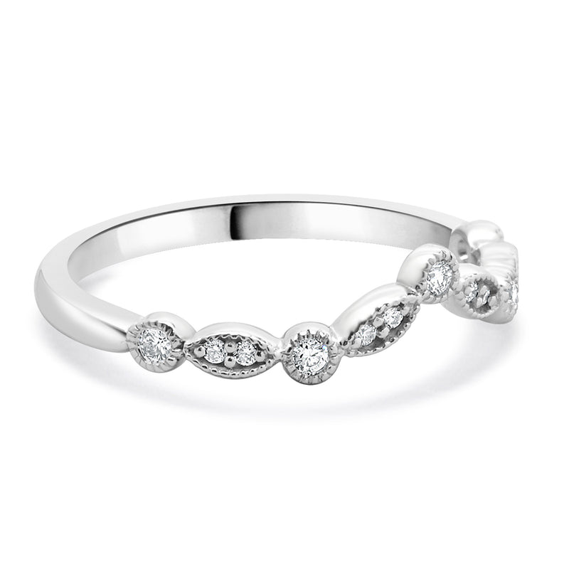 14 Karat White Gold Diamond Milgrain Band