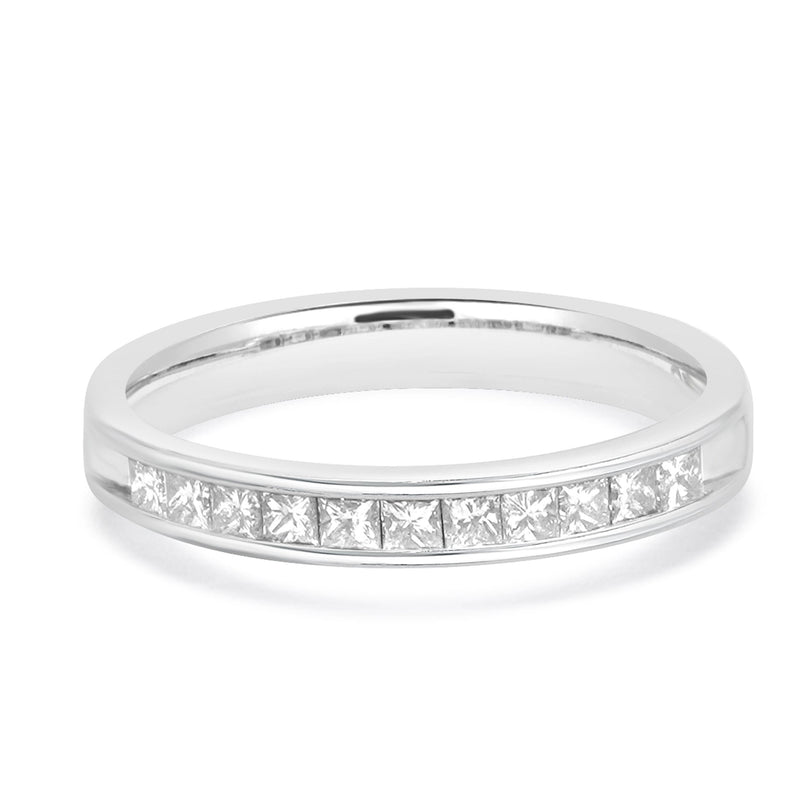14 Karat White Gold Channel Set Princess Cut Diamond Band