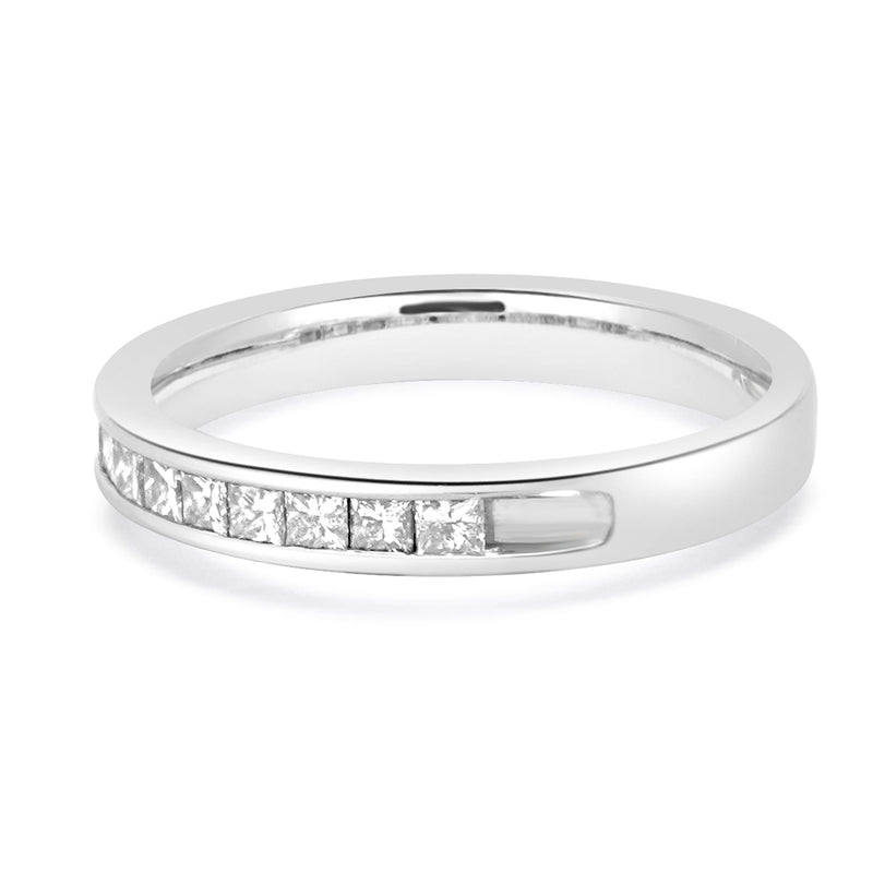 14 Karat White Gold Channel Set Princess Cut Diamond Band