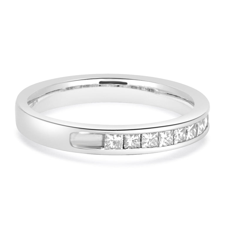 14 Karat White Gold Channel Set Princess Cut Diamond Band