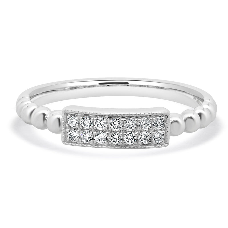 14 Karat White Gold Diamond Rectangular Filigree Band