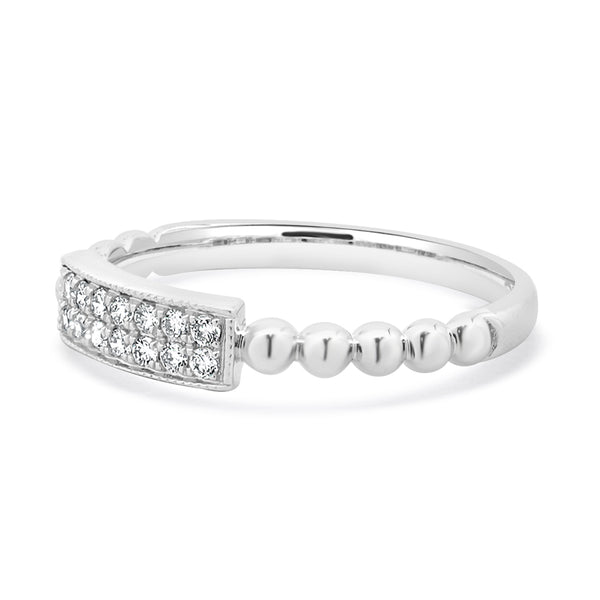 14 Karat White Gold Diamond Rectangular Filigree Band