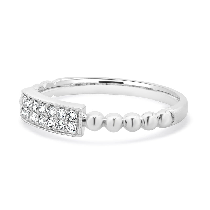 14 Karat White Gold Diamond Rectangular Filigree Band