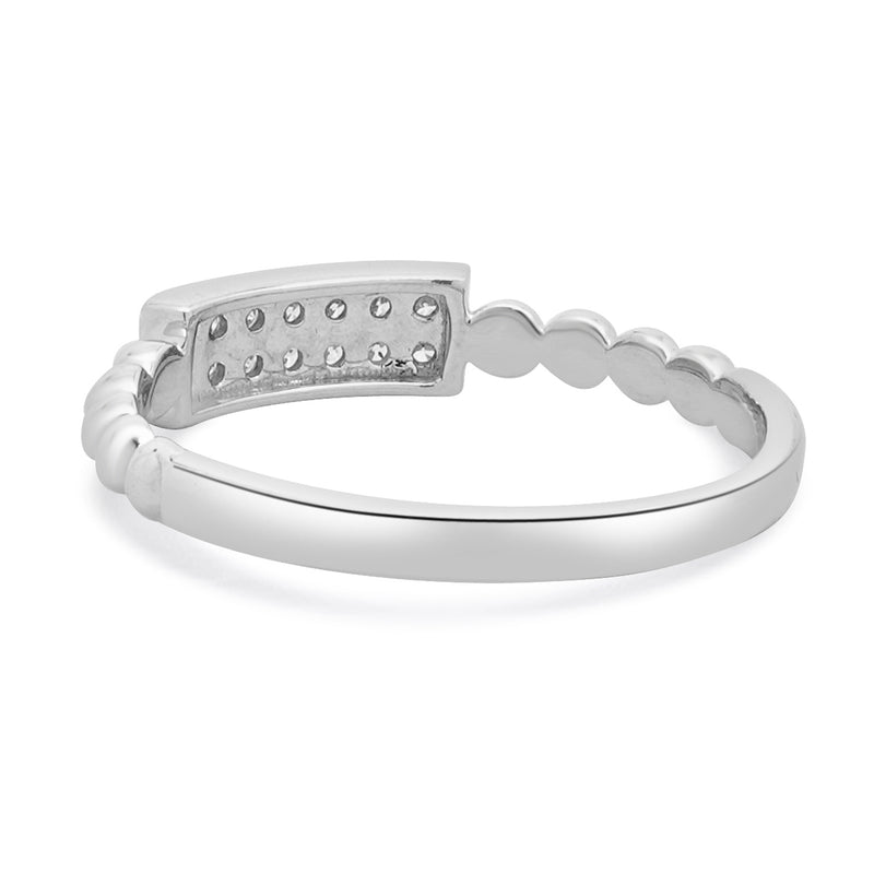 14 Karat White Gold Diamond Rectangular Filigree Band