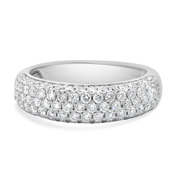 14 Karat White Gold Five Row Pave Diamond Band