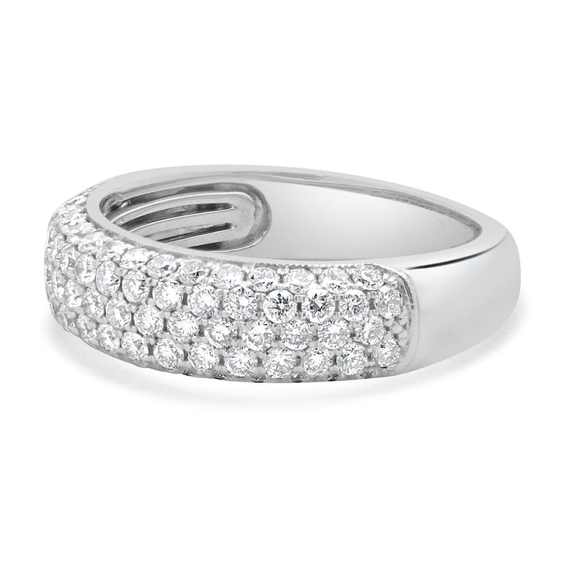 14 Karat White Gold Five Row Pave Diamond Band