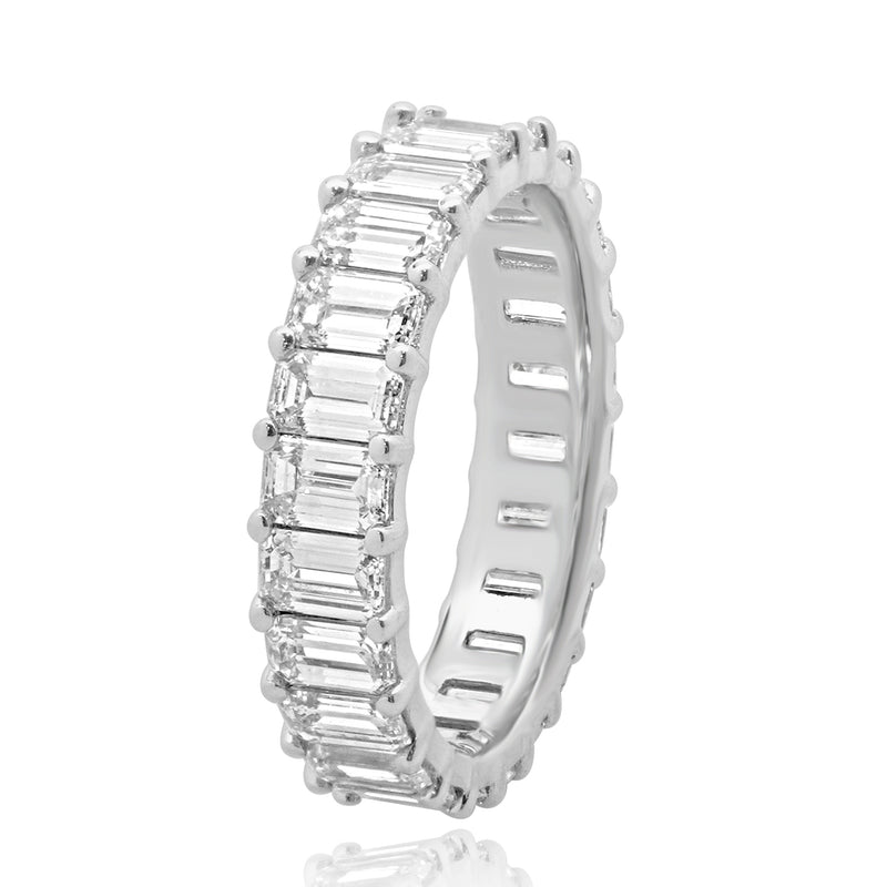 18 Karat White Gold Emerald Cut Diamond Eternity Band