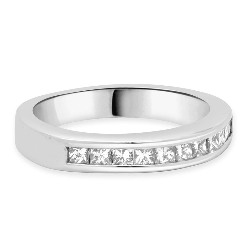Platinum Channel Set Princess Cut Diamond Band