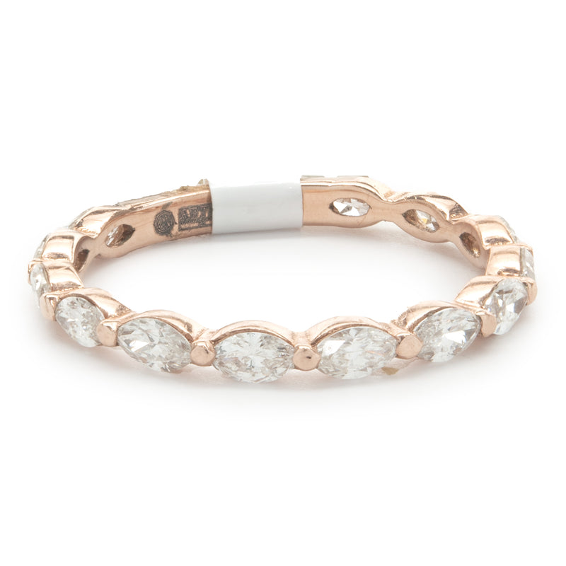 14 Karat Rose Gold East-West Marquise Cut Diamond Band