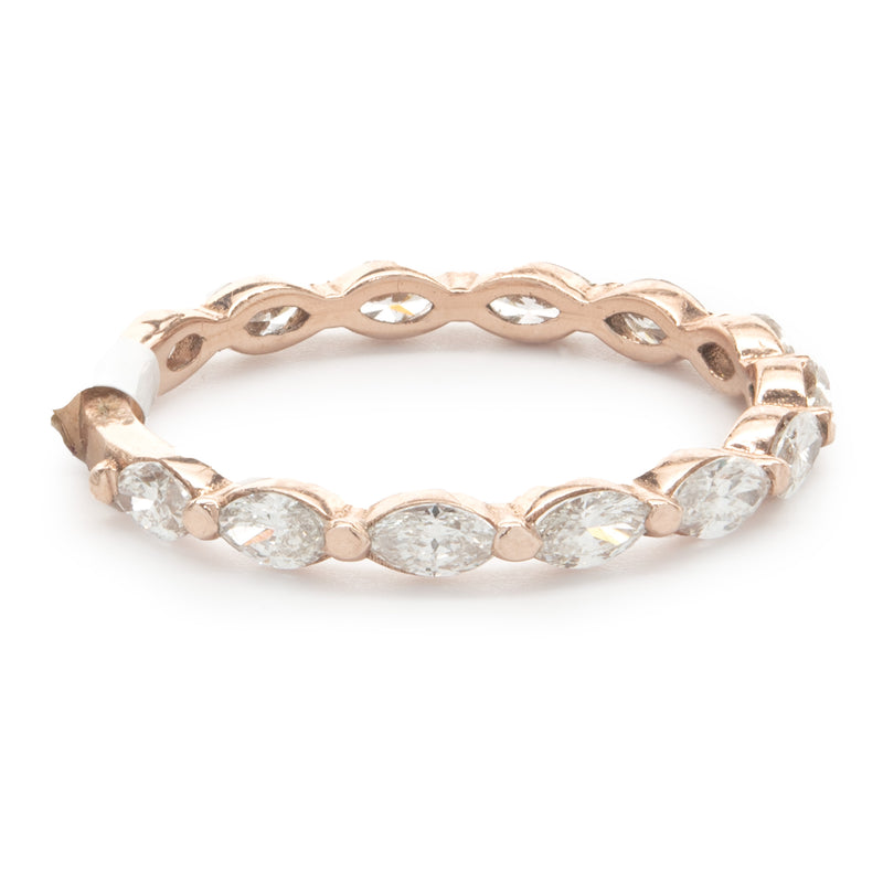 14 Karat Rose Gold East-West Marquise Cut Diamond Band