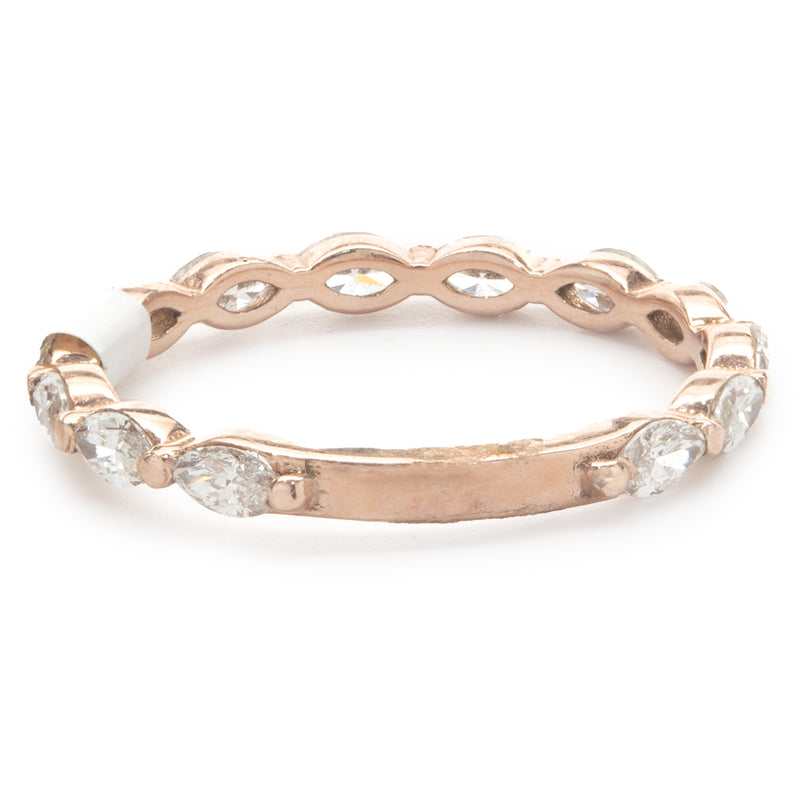 14 Karat Rose Gold East-West Marquise Cut Diamond Band
