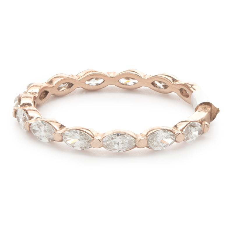 14 Karat Rose Gold East-West Marquise Cut Diamond Band