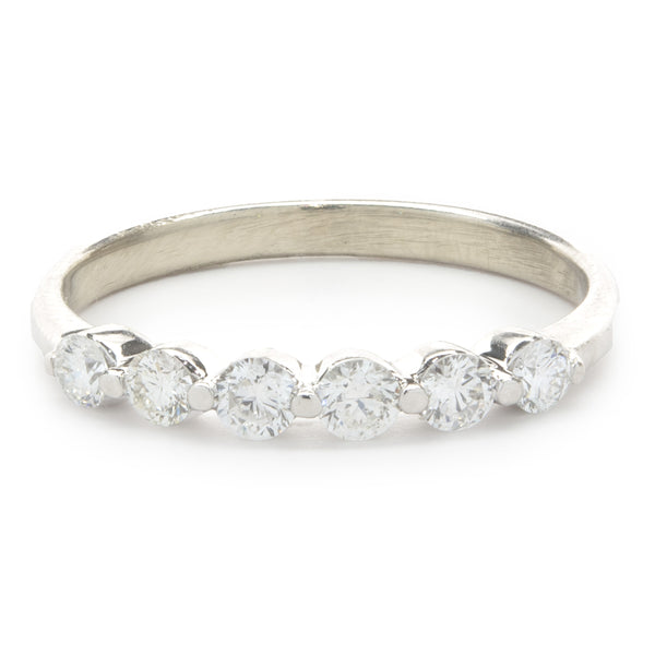 14 Karat White Gold Shared Prong Diamond Band