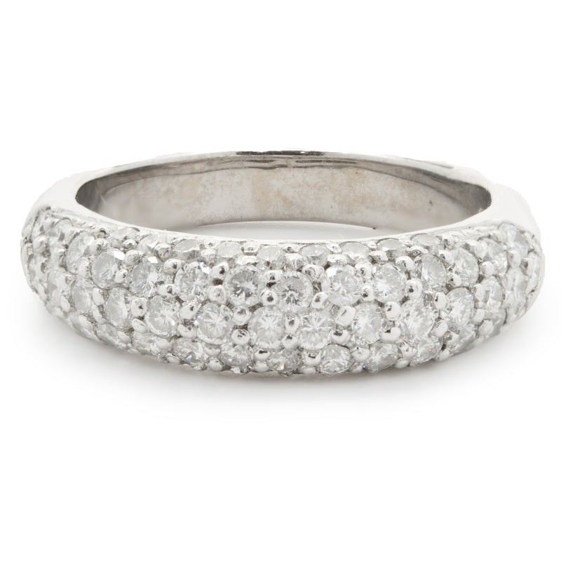 14 Karat White Gold Pave Diamond Band