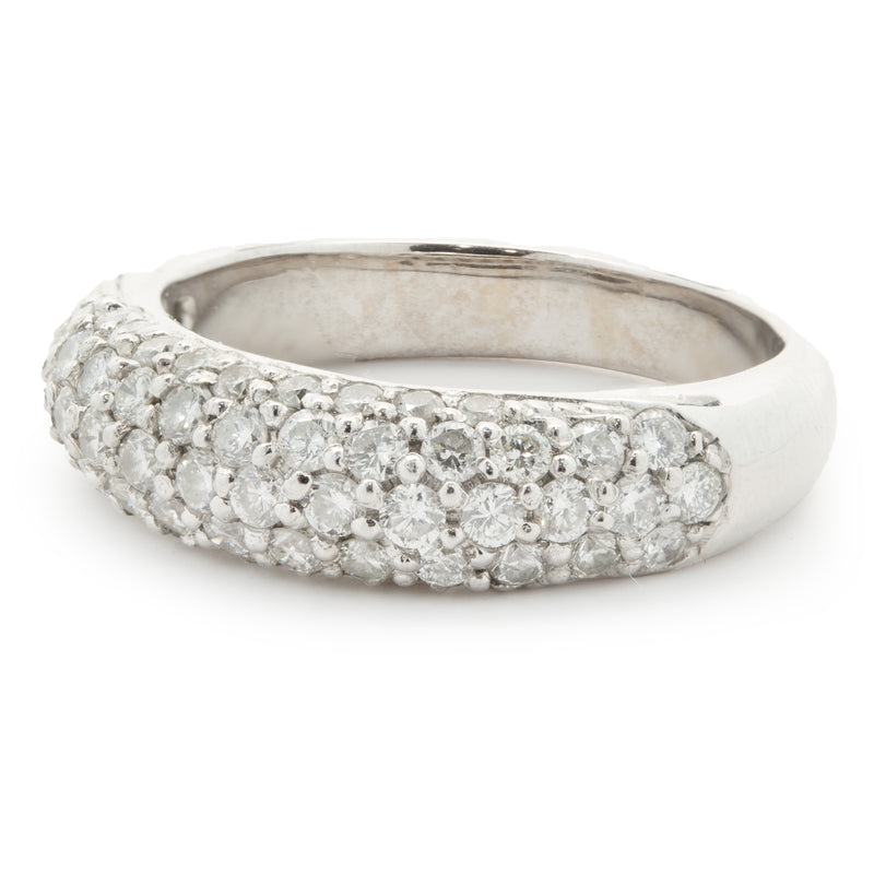 14 Karat White Gold Pave Diamond Band