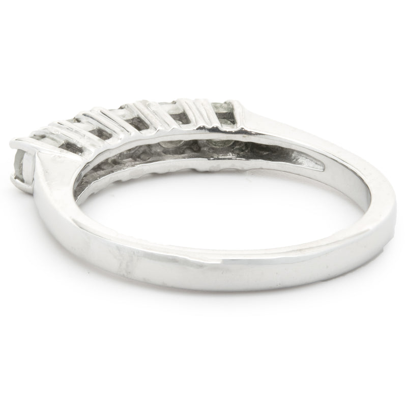 14 Karat White Gold Five Diamond Band