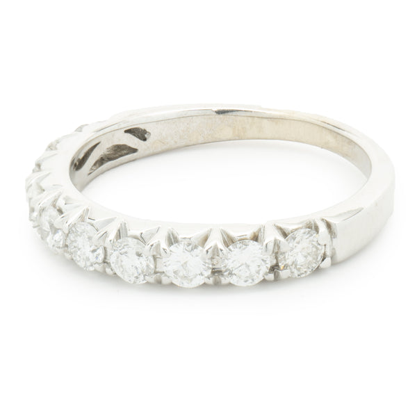 14 Karat White Gold Round Brilliant Cut Diamond Band