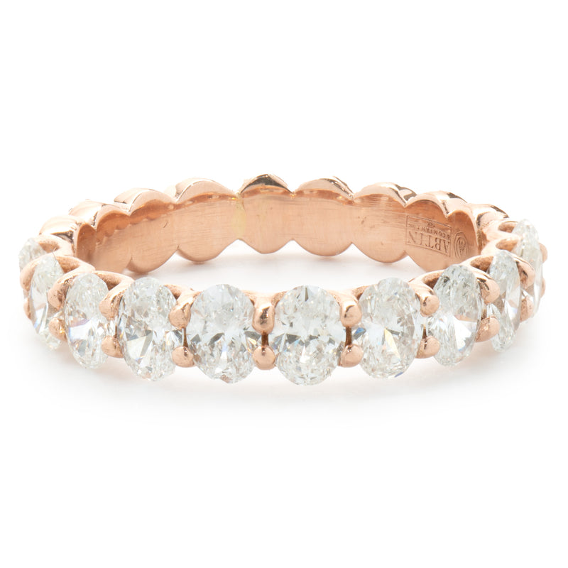 14 Karat Rose Gold Oval Cut Diamond Band