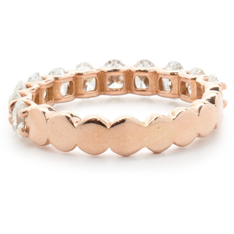 14 Karat Rose Gold Oval Cut Diamond Band