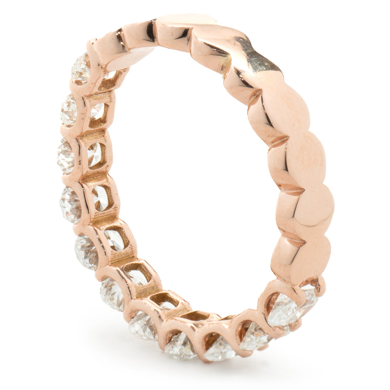14 Karat Rose Gold Oval Cut Diamond Band