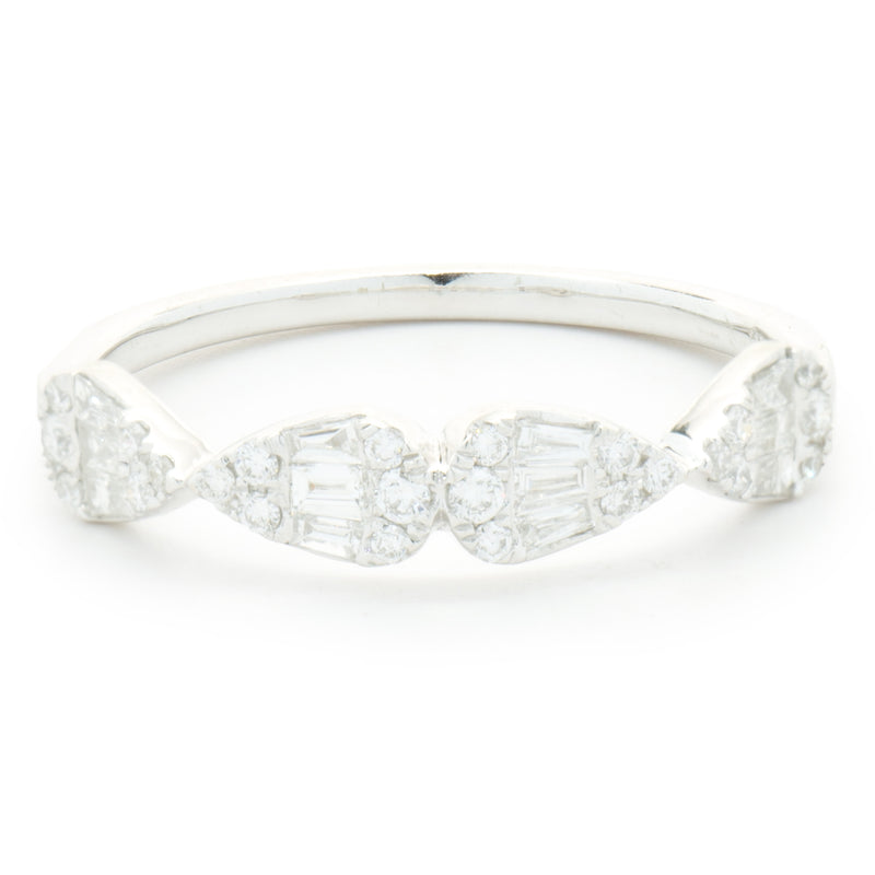 18 Karat White Gold Mosaic Set Pear Shape Diamond Band
