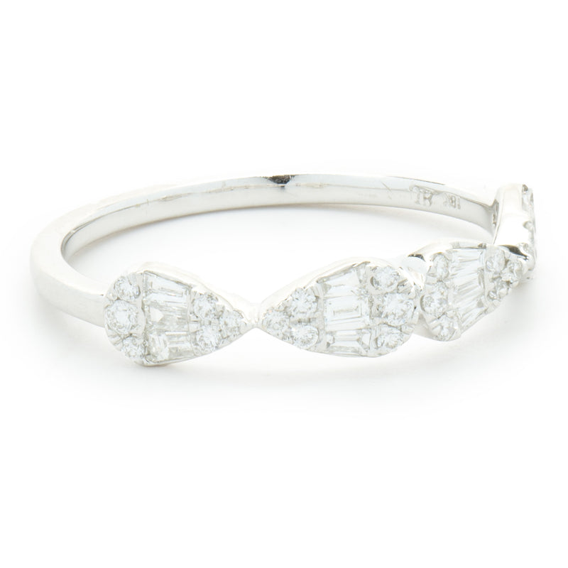 18 Karat White Gold Mosaic Set Pear Shape Diamond Band