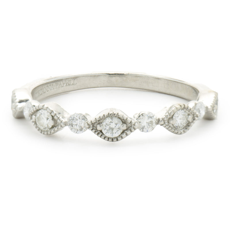 14 Karat White Gold Diamond Filigree Band
