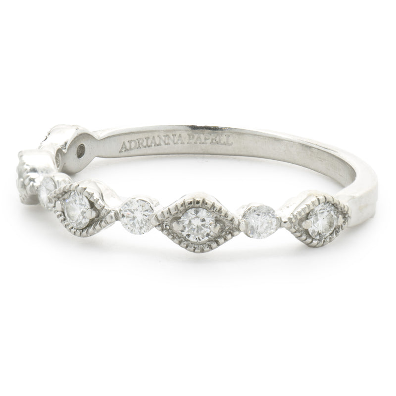 14 Karat White Gold Diamond Filigree Band