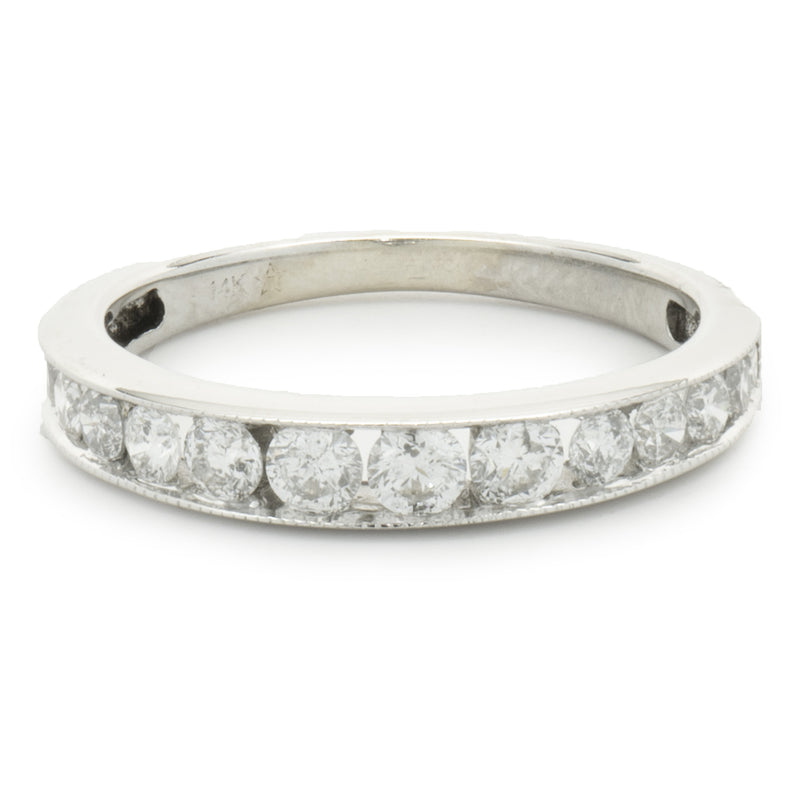 14 Karat White Gold Channel Set Diamond Band