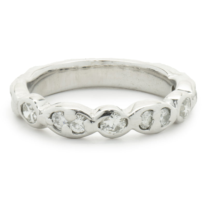 14 Karat White Gold Scalloped Diamond Band