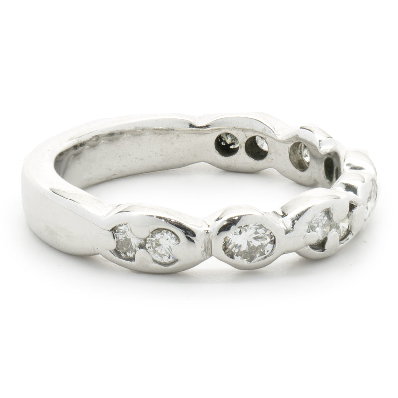 14 Karat White Gold Scalloped Diamond Band