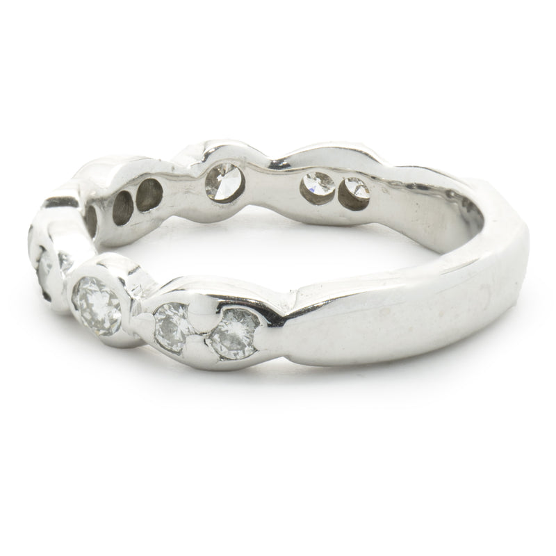 14 Karat White Gold Scalloped Diamond Band