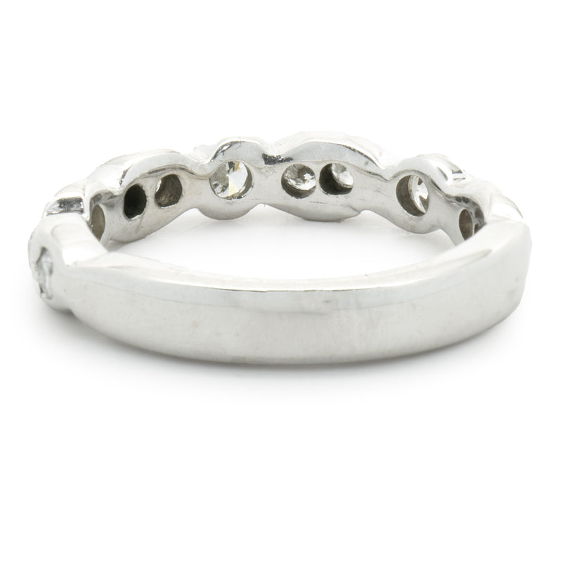14 Karat White Gold Scalloped Diamond Band