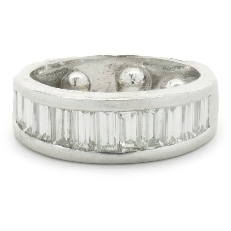 Platinum Channel Set Baguette Cut Diamond Band