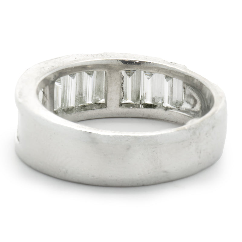 Platinum Channel Set Baguette Cut Diamond Band