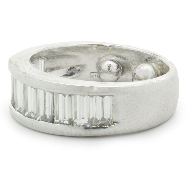 Platinum Channel Set Baguette Cut Diamond Band