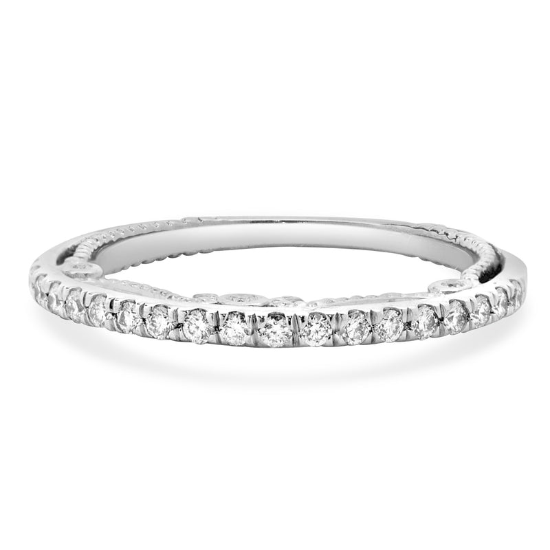 18 Karat White Gold Hidden Filigree Diamond Band