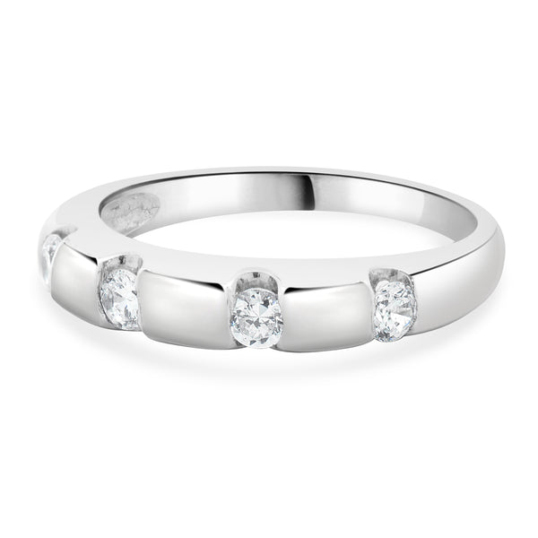 14 Karat White Gold Diamond Station Band