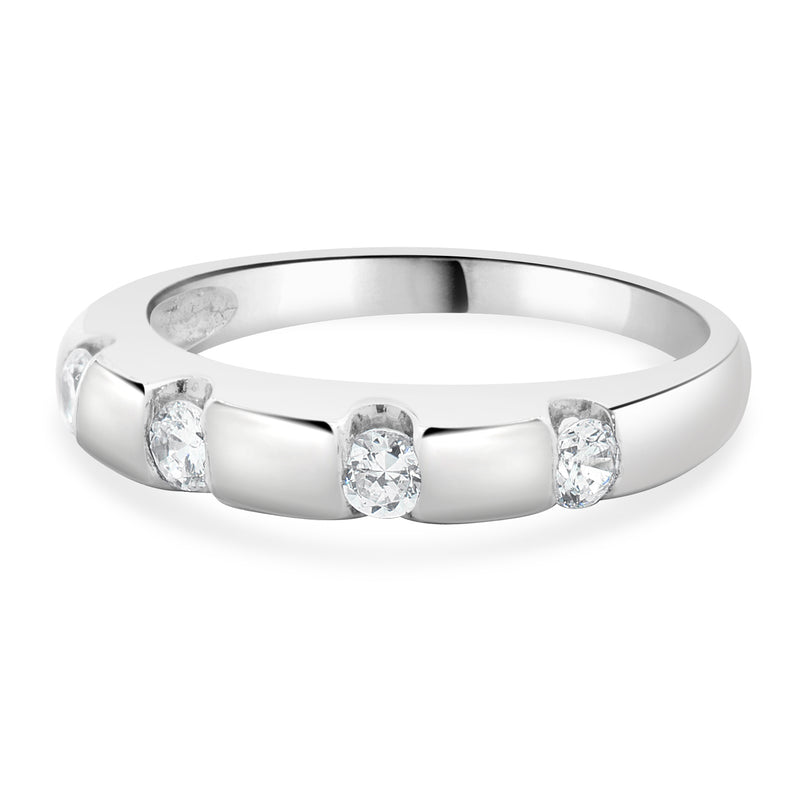 14 Karat White Gold Diamond Station Band