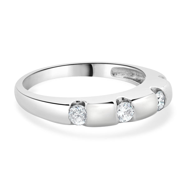 14 Karat White Gold Diamond Station Band