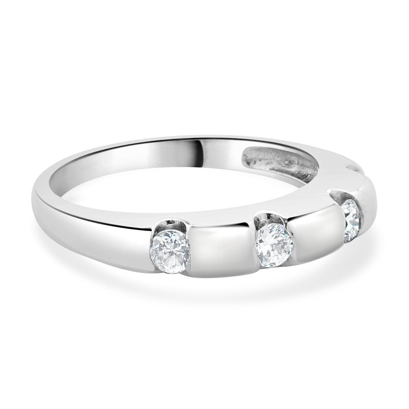 14 Karat White Gold Diamond Station Band