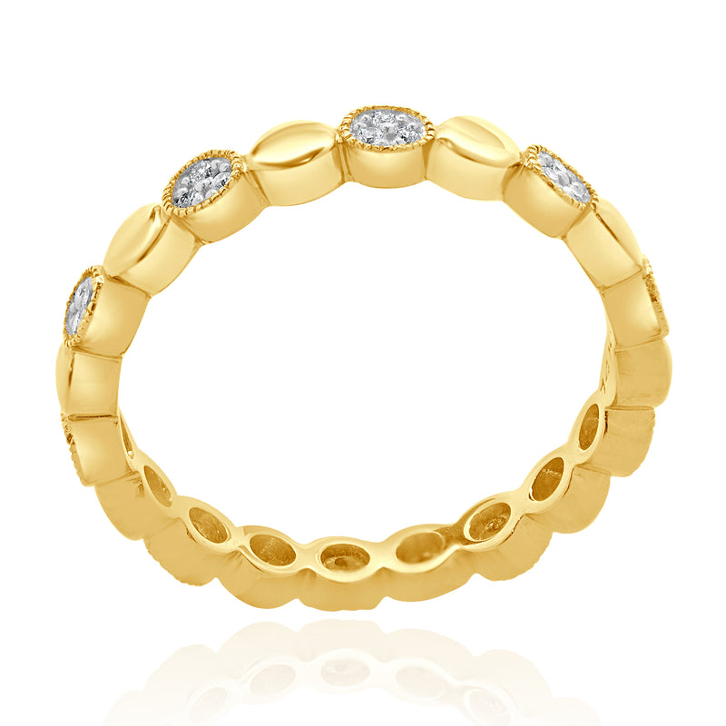 14 Karat Yellow Gold Pave Diamond Alternating Band