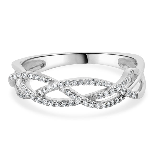 10 Karat White Gold Diamond Braided Band