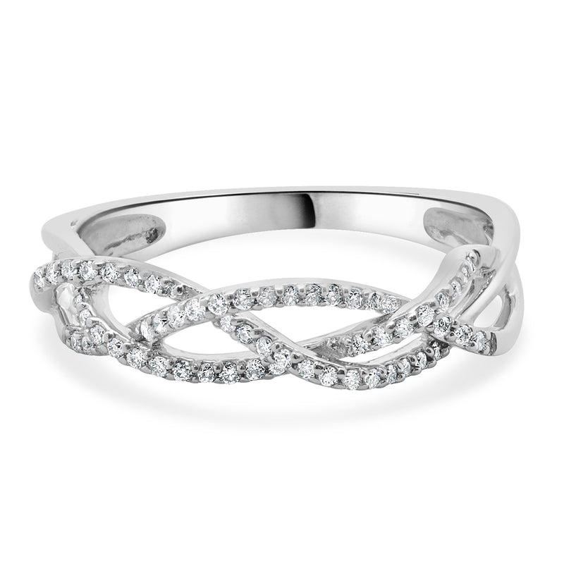 10 Karat White Gold Diamond Braided Band