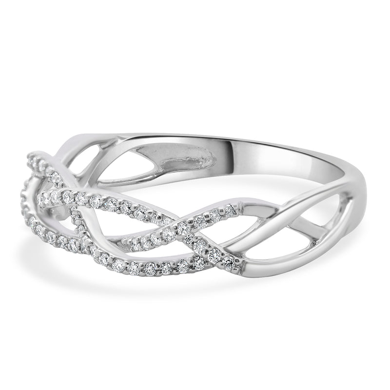 10 Karat White Gold Diamond Braided Band