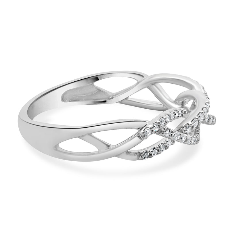 10 Karat White Gold Diamond Braided Band