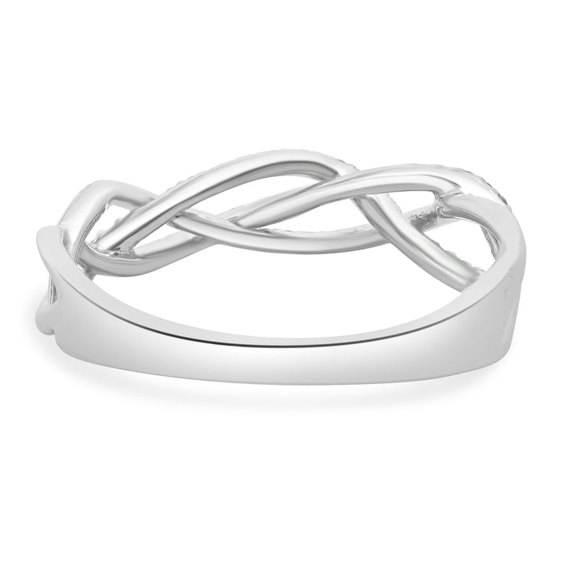 10 Karat White Gold Diamond Braided Band