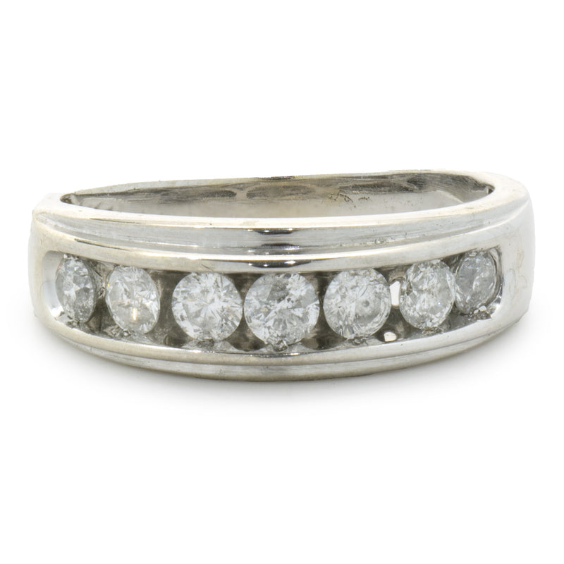 14 Karat White Gold 7MM Diamond Band