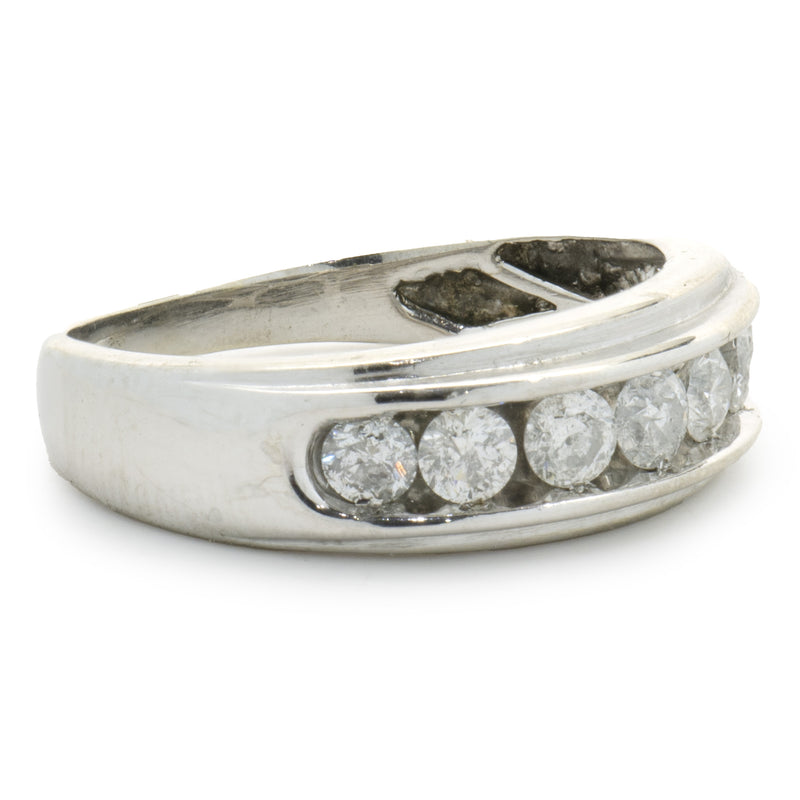 14 Karat White Gold 7MM Diamond Band