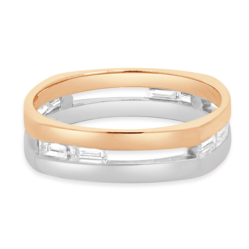 14 Karat Rose & White Gold Channel Set Baguette Cut Diamond Ring